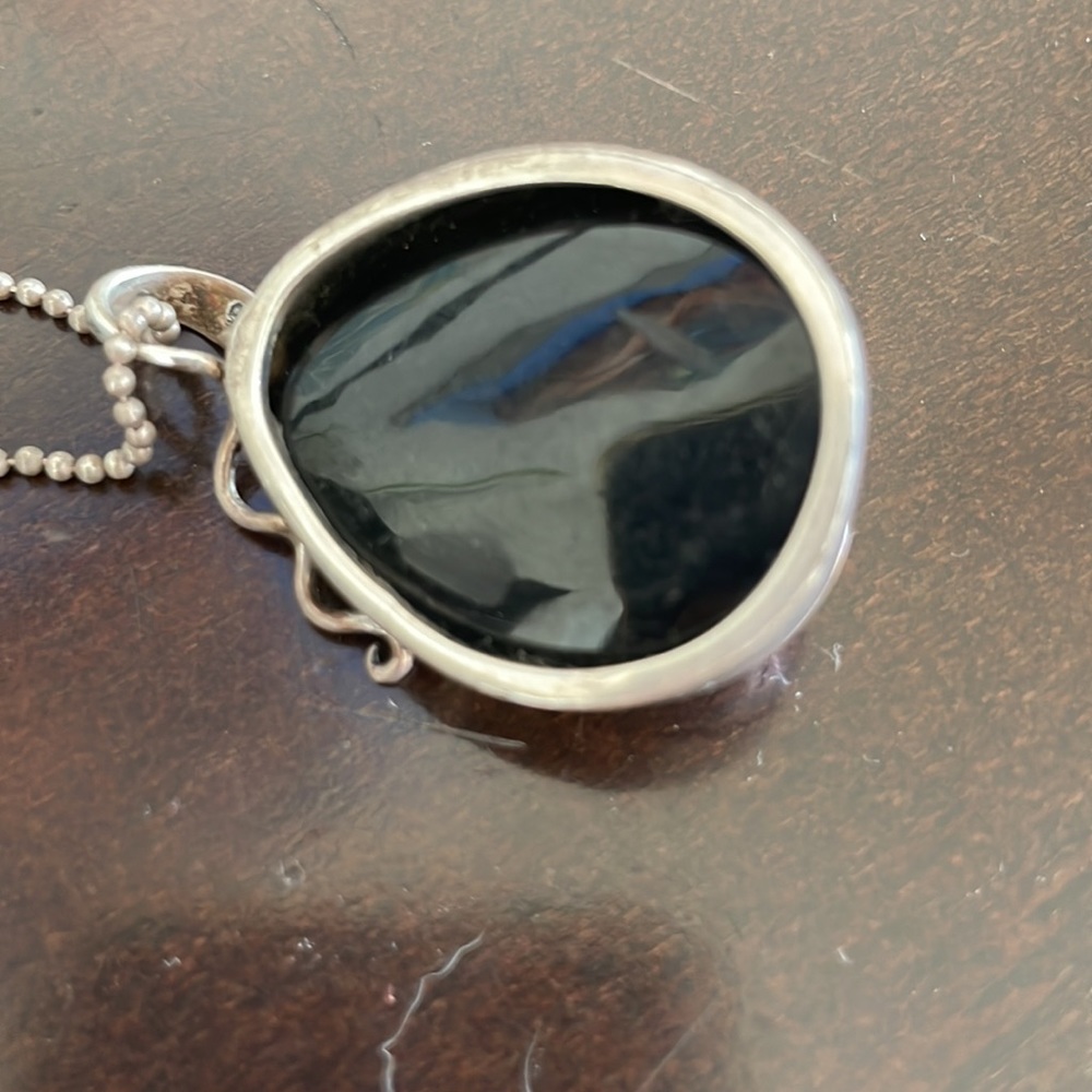 One of a Kind Mother of Pearl, Sterling and Opal Pendant - Picture 3 of 3
